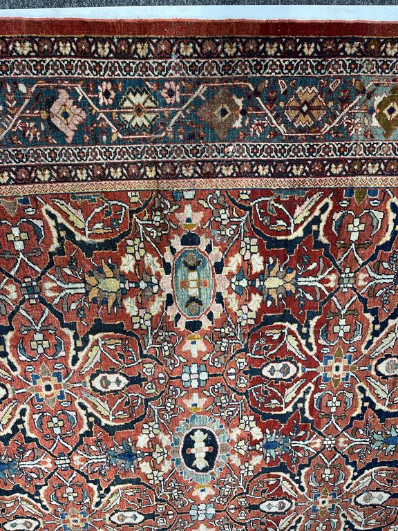 A MAHAL CARPET WEST PERSIA, C.1930 the brick red lattice field of floral vines enclosed by ice - Image 19 of 28