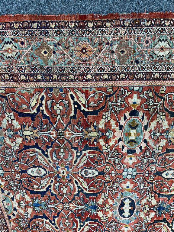 A MAHAL CARPET WEST PERSIA, C.1930 the brick red lattice field of floral vines enclosed by ice - Image 12 of 28