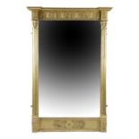 A GILTWOOD AND GESSO PIER MIRROR MID-19TH CENTURY the rectangular plate flanked by fluted columns,