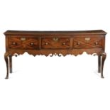 AN EARLY GEORGE III OAK DRESSER PROBABLY WEST MIDLANDS, C.1760 with mahogany banding, the three