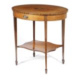 AN EDWARDIAN SATINWOOD OVAL OCCASIONAL TABLE BY EDWARDS & ROBERTS, EARLY 20TH CENTURY the top inlaid