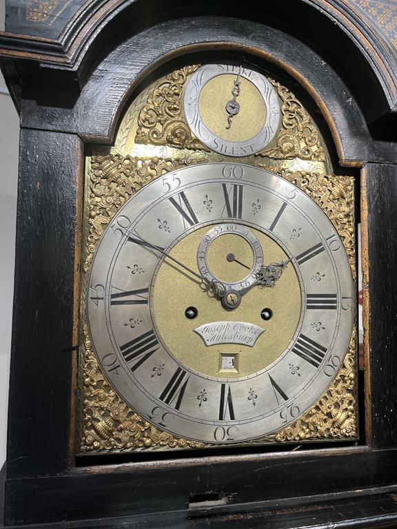 A BLACK JAPANNED AND GILT CHINOISERIE LONGCASE CLOCK JOSEPH COOKE AYLESBURY, MID-18TH CENTURY the - Image 56 of 73