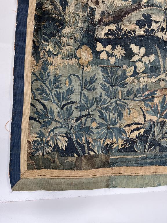 A FLEMISH VERDURE TAPESTRY 17TH CENTURY woven in silk and wool, depicting pheasants and wild - Image 4 of 12