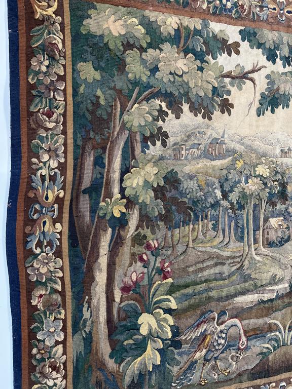 AN AUBUSSON TAPESTRY FRENCH, LATE 18TH / EARLY 19TH CENTURY worked in silks and wool, depicting a - Image 3 of 11