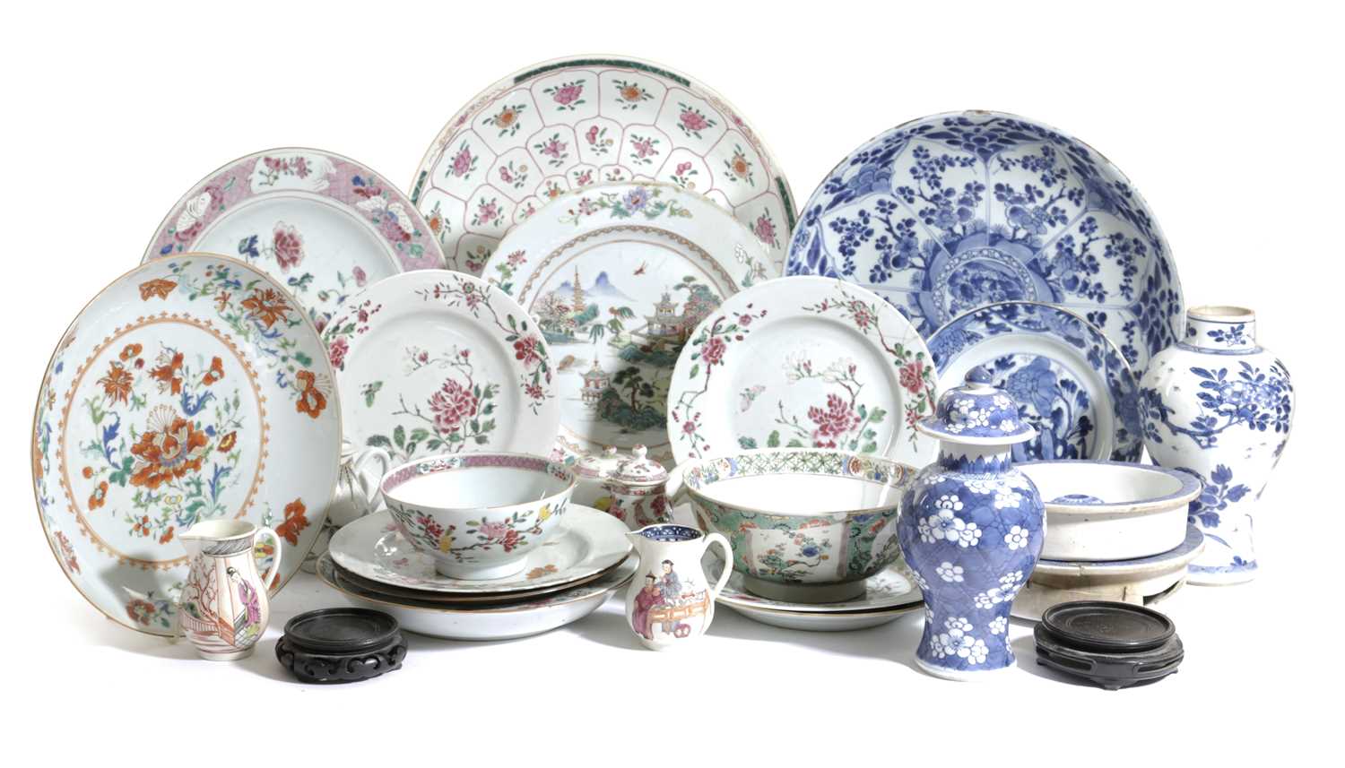 A COLLECTION OF CHINESE EXPORT PORCELAIN 19TH CENTURY including: famille rose chargers, plates, a - Image 2 of 2
