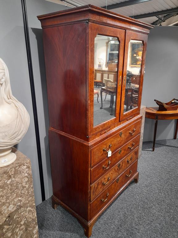 A GEORGE II BURR WALNUT AND WALNUT SECRETAIRE CABINET ON CHESTC.1730with cross and feather - Image 34 of 64