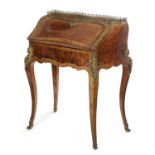 A FRENCH KINGWOOD AND THUYA BUREAU DE DAME IN LOUIS XV STYLE, LATE 19TH CENTURY of bombe shape
