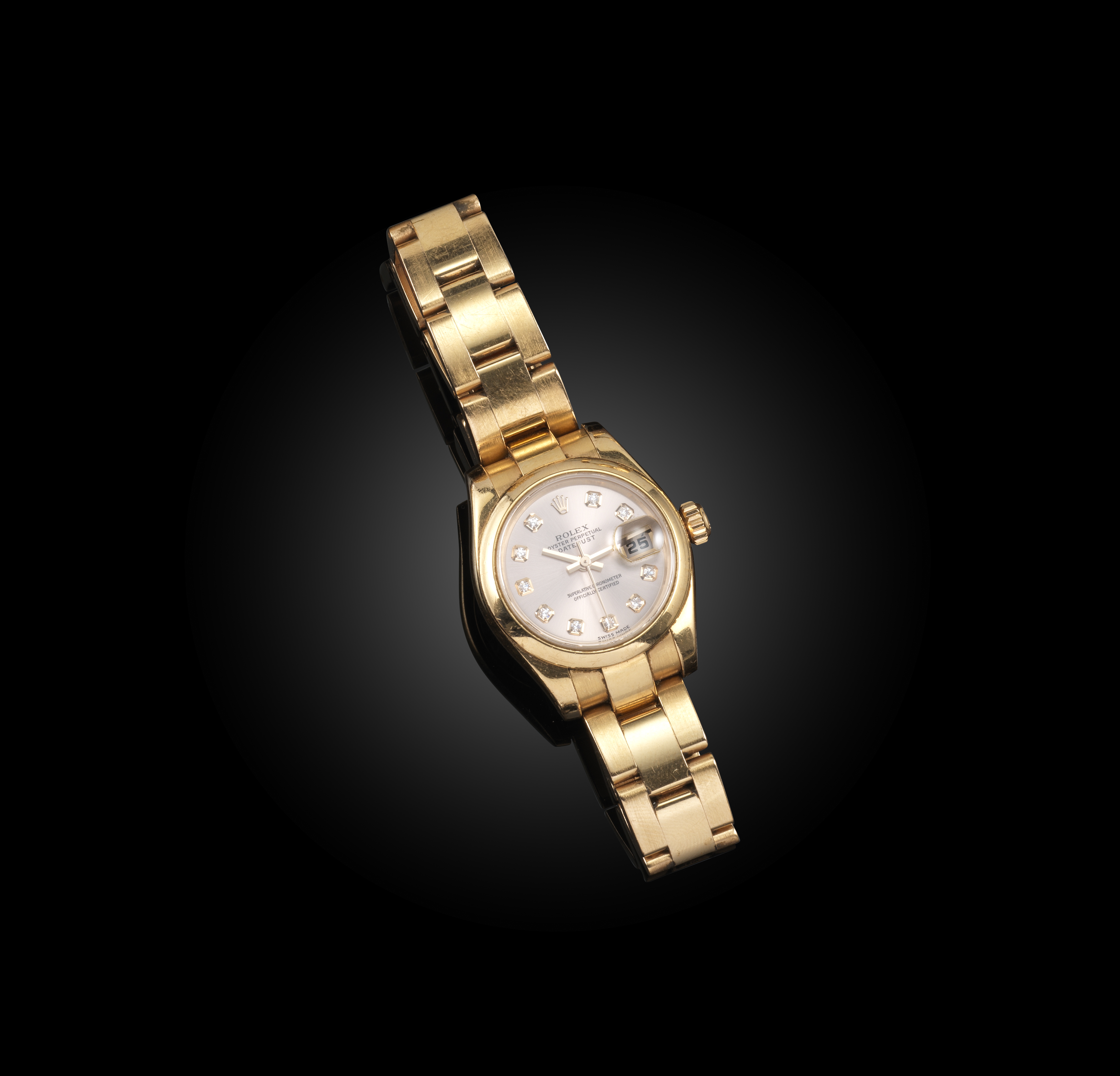 Rolex, a lady's rose gold and diamond 'Datejust', ref. 179165, the brushed rose gold-coloured dial