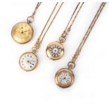 A group of four gold pocket watches, 19th and early 20th century, comprising: a gold pocket watch,