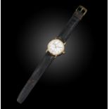 Tiffany & Co., an 18ct gold wristwatch, 'M263', the white enamel dial with gold Roman numeral