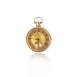 An 18ct gold pocket watch, circa 1899, the gold dial of engine turned and sand blasted finish,