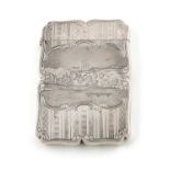 A Victorian silver engraved 'castle-top' card case, Osborne House,by Nathaniel Mills, Birmingham