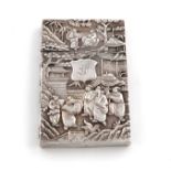 A 19th century Chinese silver card case,by Kecheong, circa 1850,rectangular form, the front chased