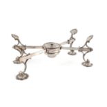 A George III old Sheffield plated dish cross,unmarked, circa 1780,conventional form, shell