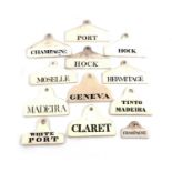 A collection of twelve 19th-century ceramic bin labels,including: a small one by Farrow and Jackson,