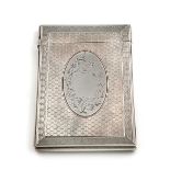 A Victorian silver card case,by Robert Thornton,rectangular form, engine-turned decoration, the