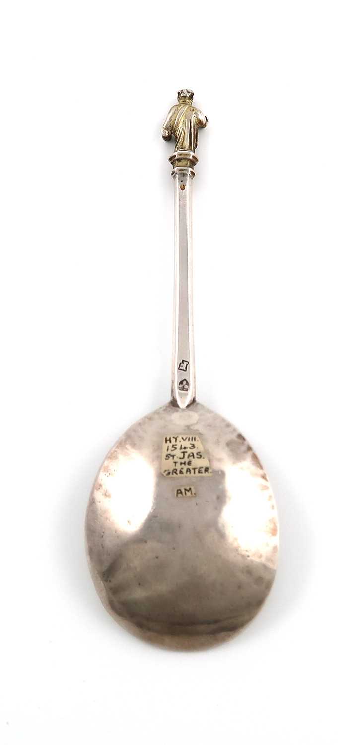 A Henry VIII silver Apostle spoon, possibly St. James the Greater,maker's mark of a device, London - Image 3 of 8