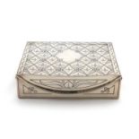 By Omar Ramsden, a silver cigarette box, London 1938,rectangular form, engraved foliate