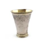 An 18th century Swedish silver beaker,by Carl Lemon, Uppsala 1768-1786,tapering circular form,