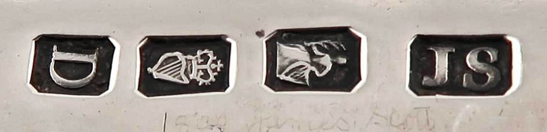 A George III Irish silver Bright-cut straining spoon,maker's mark of JS, Dublin 1800,the terminal - Image 2 of 2