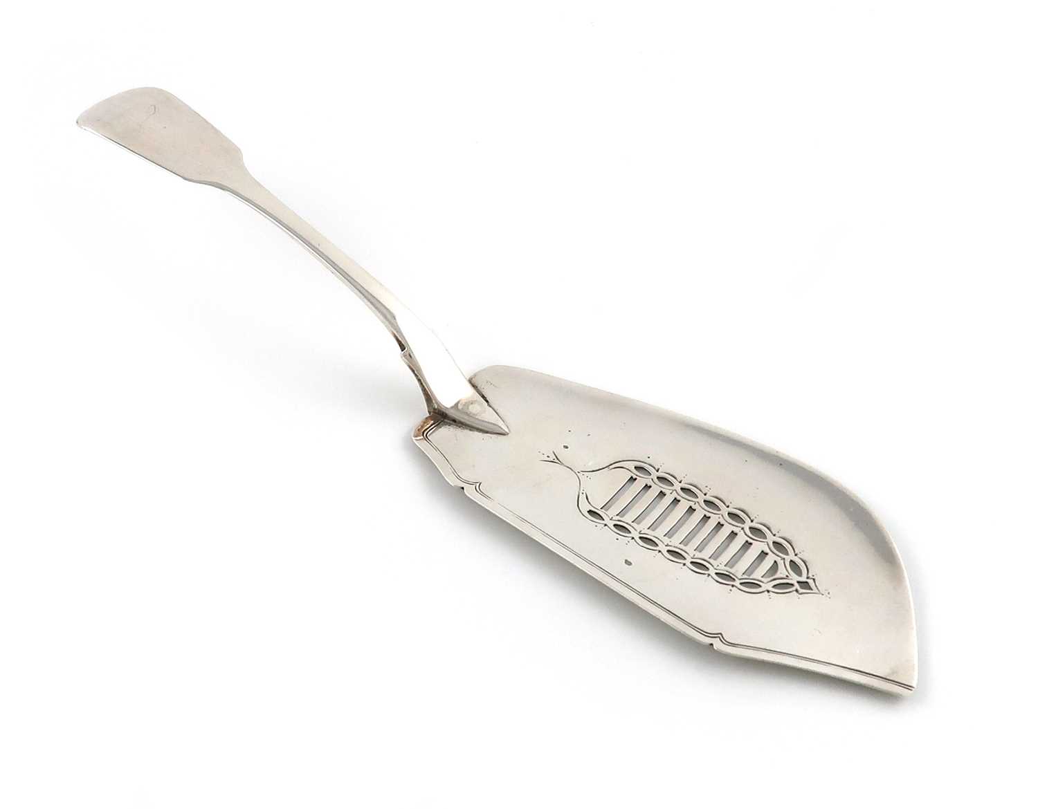 A George IV provincial silver Fiddle pattern fish slice,James Barber, George Cattle II & William