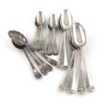 A collection of silver flatware, various dates and makers, comprising: seven Hanoverian pattern