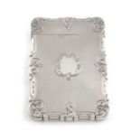 A Victorian silver card case,by Edward Smith, Birmingham 1851,rectangular form, engine-turned