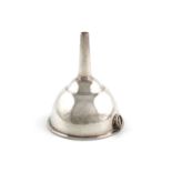 A George III silver spirit funnel,maker's mark worn, London 1806,circular form, with a ring