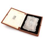 A Victorian silver card case,by Hilliard and Thomason, Birmingham 1854,rectangular form, engine-