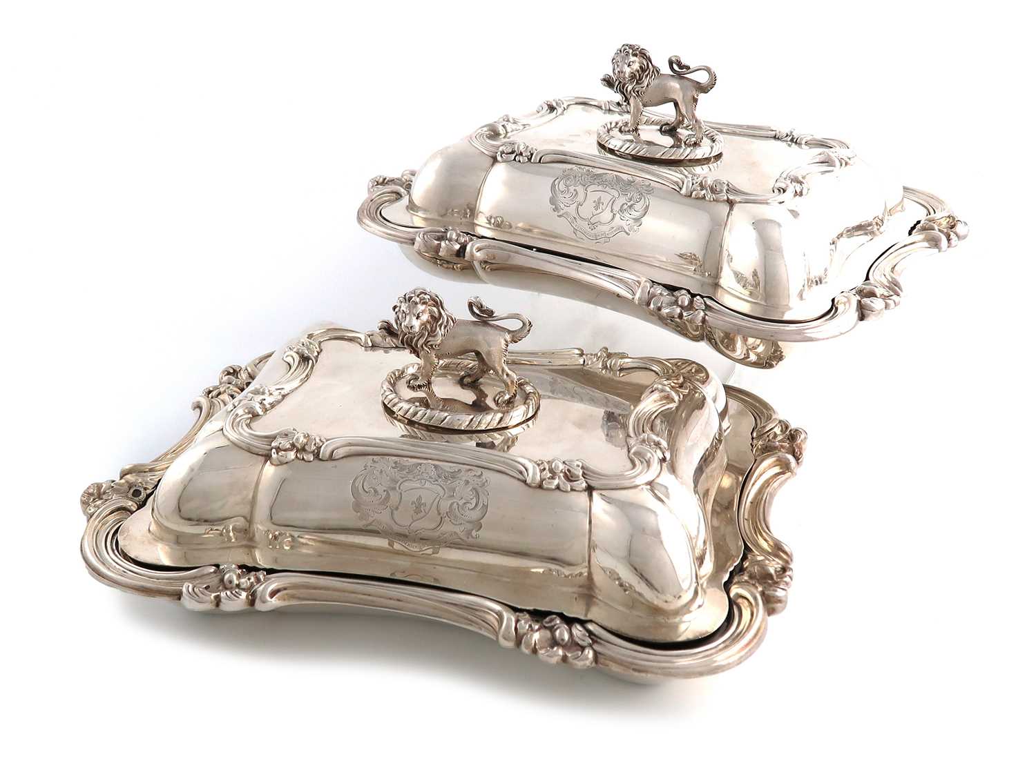 A pair of early-Victorian silver entrée dishes and covers, by Samuel Roberts & Co, Sheffield 1837,