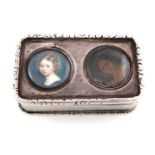 λ λA George IV silver snuff box with two portraits,by William Ellerby, London 1823,rectangular form,