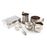 A mixed lot of silver items,various dates and makers,comprising: a Victorian mug, by Henry Wilkinson