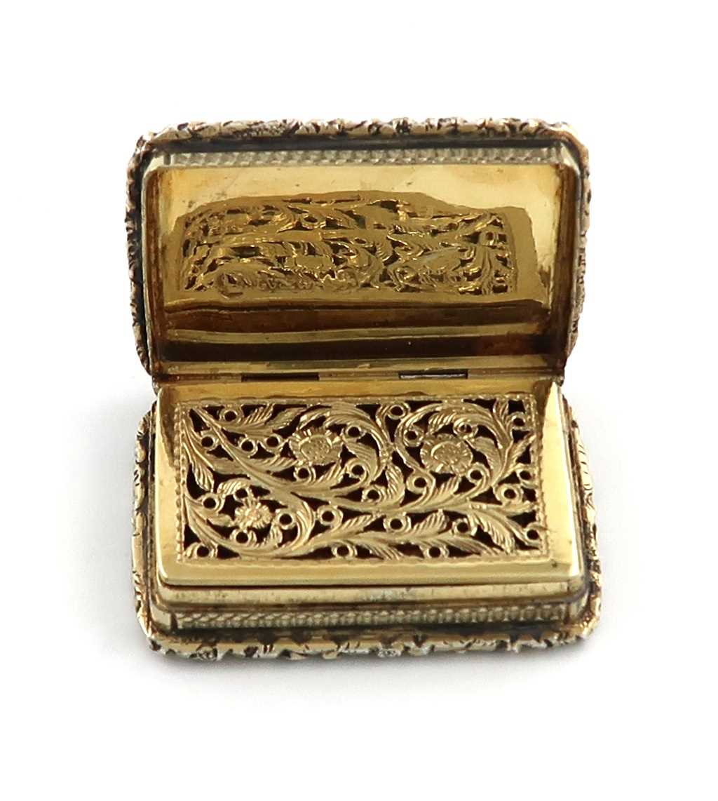 A George IV silver-gilt vinaigrette,by Vale and Wheeler, Birmingham 1829,rectangular form, engine- - Image 2 of 2