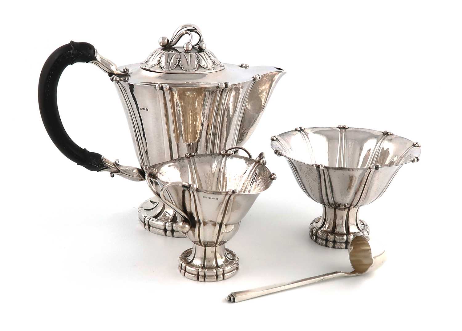 please note: the cream jug does not have import marks. By Georg Jensen, a three-piece Danish