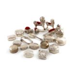 A collection of modern silver and metalware items, including: twelve boxes, a vesta case, five pin
