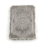 A Victorian silver card case,by Edward Smith, Birmingham 1856,rectangular form, engraved decoration,