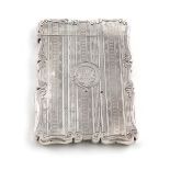 A Victorian silver card case,by Aston and Son, Birmingham 1861,rectangular form, engine-turned