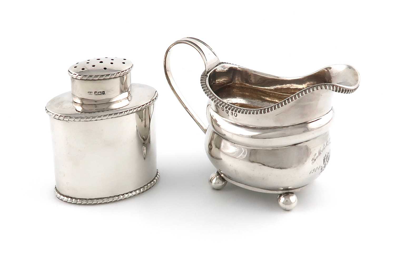A George III silver cream jug, by Edward Farrell, Birmingham 1813, oblong bellied form, scroll - Image 2 of 2