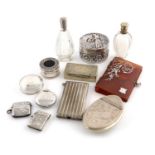 λ λA mixed lot of silver and electroplated items,including: a continental box, of circular form,