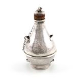 By A. E. Jones, an Edwardian Arts and Crafts silver scent bottle,Birmingham 1908,tapering circular