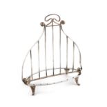 A George III silver toast rack,by Nathaniel Smith and Co. Ltd., Sheffield 1798.lyre form, on an oval