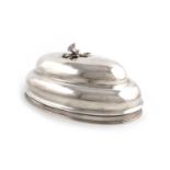 A George III silver meat dish cover,no maker's mark, London 1807,oval stepped dome form, convolvulus