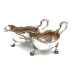 A matched pair of George III silver sauce boats,by Smith and Sharp, London 1760 and 1762,oval