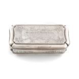 A Victorian presentation silver snuff box, by E. Smith, Birmingham 1851,shaped rectangular form,