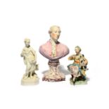 A good pearlware bust of William Pitt the Younger, c.1800, probably Enoch Wood, modelled wearing a