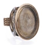 Admiral Lord Horatio Nelson, a 19th century fob seal, copper setting incorporating naval dolphins,