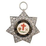Templar Freemasonry: a 'Knights Templar' paste-set and enamel pendant star, seven pointed star 45mm,