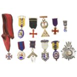 Freemasonry: a collection of various jewels, Victorian and later, in silver, silver-gilt, enamels