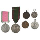 A small quantity of medals, comprising; an Army Rifle Association silver prize medal, reverse