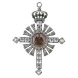 Freemasonry: a Georgian paste-set Rose Croix Jewel, Latin cross 73mm, the angles filled with